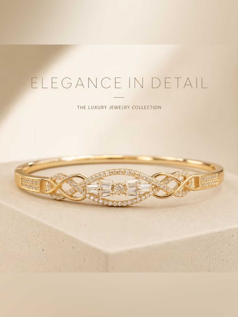 Gold Plated 18K Zircon Twisted Knot Bracelet